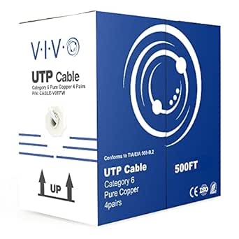 VIVO 152m Bulk Cat6, Full Copper Ethernet Cable, 23 AWG, UTP Pull Box, Cat-6 Wire, Indoor, Network Installations, White, CABLE-V017W