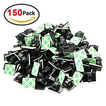 Homder 150 Pieces Long Lasting Adhesive Multipurpose Cable Clips Drop Clamp Cable Tie Holder for Car, Office and Home