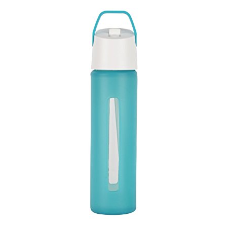 Takeya Modern Flip Straw with Carry Handle, 18-Ounce, Teal