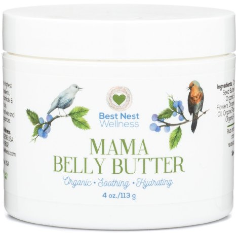 Mama Belly Butter by Best Nest Wellness Organic Prenatal Skin Care Cream for Pregnancy and Beyond Reduces Risk of Stretch Marks During Pregnancy Diminishes Marks After Delivery 4 Oz