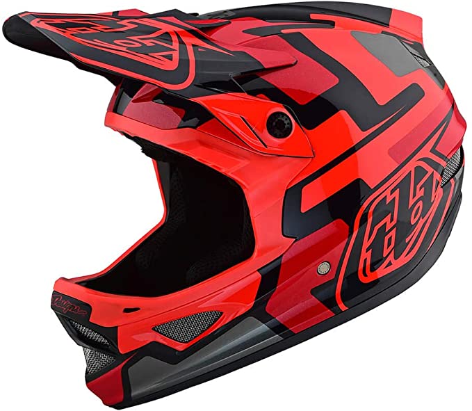 Troy Lee Designs Adult Full Face | BMX | Downhill | D3 Fiberlite Speedcode Mountain Biking Helmet with MIPS (Medium, Red)