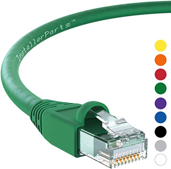InstallerParts Ethernet Cable CAT6A Cable UTP Booted 6 FT - Green - Professional Series - 10Gigabit/Sec Network/High Speed Internet Cable, 550MHZ