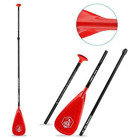 Pure Carbon Fiber SUP Paddle 3-Piece Adjustable Stand Up Paddle with Free Deluxe Paddle Bag