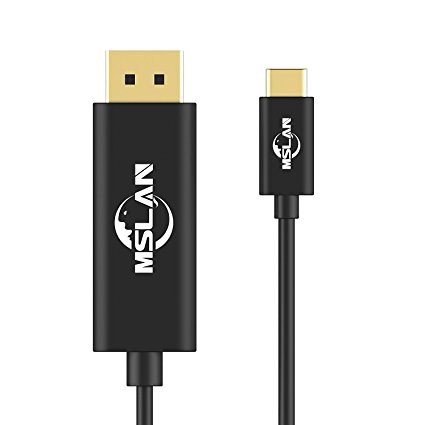 USB C to DisplayPort Cable (6ft/1.8m), MSLAN 4K 60Hz USB 3.1 Type C Male (Thunderbolt 3 Compatible) to DP Male 4K Cable for the 2016 MacBook Pro, 2015 MacBook, ChromeBook Pixel, Samsung S8 S8  Black