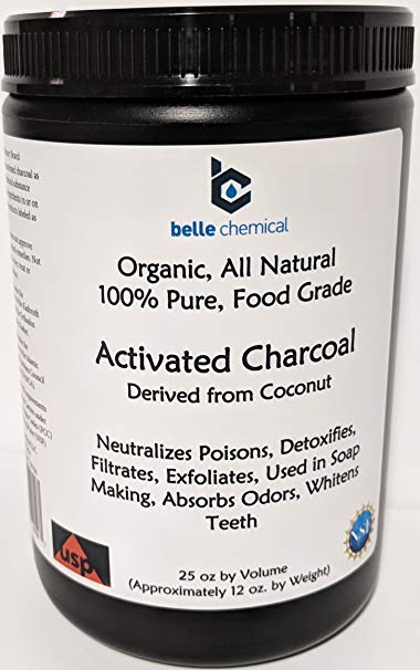 LARGE - Less-Mess Jar Coconut Activated Charcoal Powder - Bulk - Food Grade, Kosher, NSF - Teeth Whitening, Facial Scrub, Soap Making