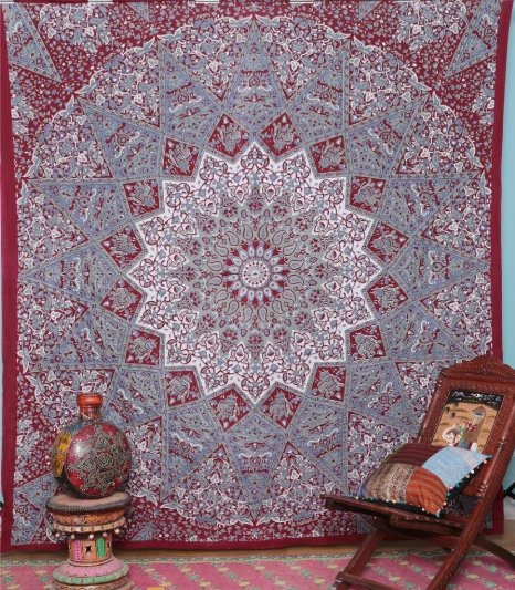 Handicrunch Indian Prismatic Hippy Bedspread Floral Print Ethnic Elaphant Tapestry