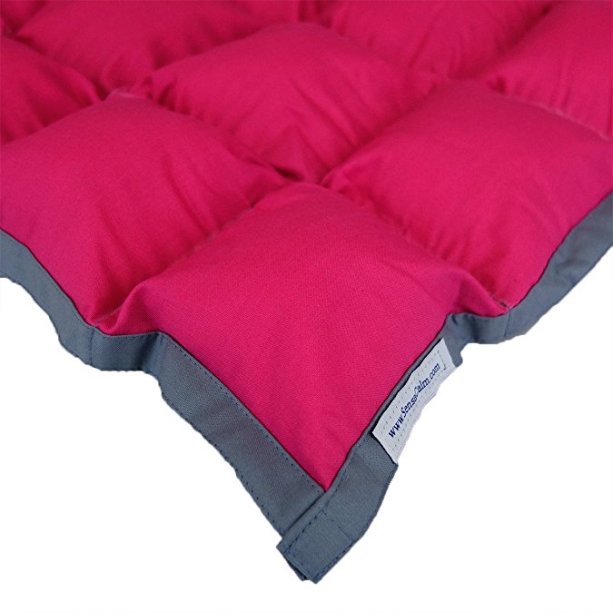 SensaCalm Therapeutic Small Weighted Blanket - Pink Raspberry and Volcanic Gray (8 lb (for 70 lb child))