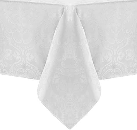 Elrene Home Fashions Caiden Elegance Damask Tablecloth, 60" x 144", White