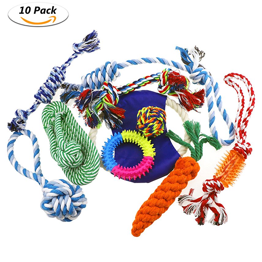 Dog Toys Set, Buluri Variety Pet Toys Chew Toys Durrable Cotton Rope Balls for Dogs and Cats(10 Pack)