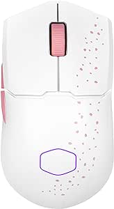 Cooler Master MM712 Sakura Wireless Gaming Mouse Pink|White, Adjustable 19,000 DPI, Palm|Claw Grip, 2.4GHz|Bluetooth, PixArt Optical Sensor, Ultraweave Cable, PTFE Feet, RGB Lighting (MM-712-WWOH2)