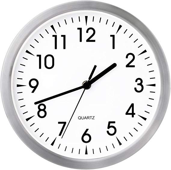Egundo 10 Inch Silent Metal Wall Clock,Small Round Non-Ticking Quartz Movement Battery Operated Analog Classic Hanging Clocks Decor for Living Room Office Bedroom Kitchen Kids Study Room (White)
