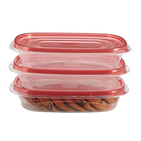 Rubbermaid TakeAlongs 4 Cup Rectangle Food Storage Container, 3 Pack