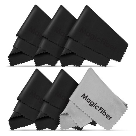(6 Pack) MagicFiber Microfiber Cleaning Cloths - For All LCD Screens, Tablets, Lenses, and Other Delicate Surfaces (5 Black and 1 Grey 6x7")