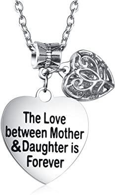 Udobuy The Love Between Mother and Daughter is Forever Heart Charm Necklace Mom Daughter Jewelry Best from Daughter