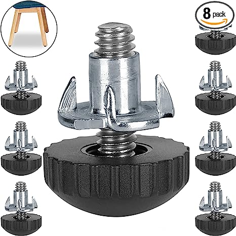 Anwenk 1/4” Stainless Steel Screw Furniture Leveling Feet Screw-in Threaded Furniture Levelers Adjustable Table Chair Levelers Feet Glides for Chairs Tables Cabinet Patio Furniture- 8Pack