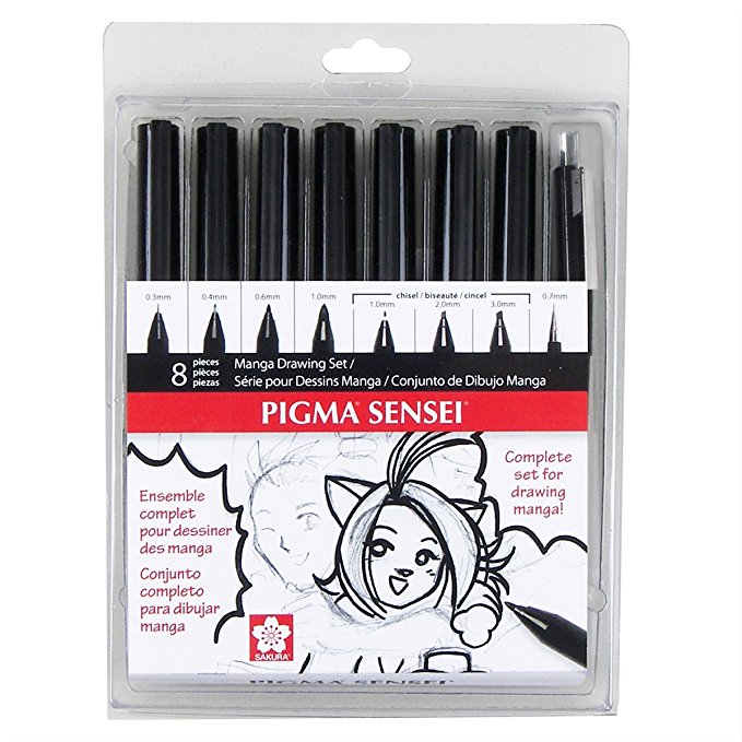 Sakura 50204 8-Piece Pigma Sensei Manga Drawing Kit