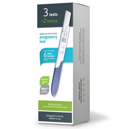 HIGHLY SENSITIVE HCG HOME PREGNANCY TEST - HIGH SENSIBILITY, SHOWS RESULTS 6 DAYS SOONER THAN WITH REGULAR TESTS - TAKES ONLY 2 MINUTES