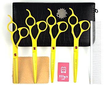 LILYS PET 7inch Professional PET DOG Grooming scissors suit Cutting&Curved&Thinning shears