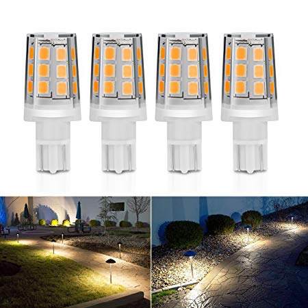 Kohree 2.5W LED Replacement Landscape Pathway Light Bulb 12V AC/DC Wedge Base T5 T10 for Malibu Paradise Moonrays and More (4 Pack, 3000K, Warm White/Soft White)