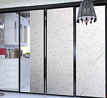 Bloss PVC Home Frosted Sticker Glass Film Privacy Scroll Flower Decorative Self Adhesive Removeable Window Cling Self Adhesive Film Switchable Frosted(17.7-by-78.7 Inch)