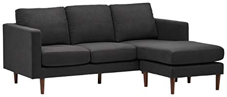 Rivet Revolve Modern Reversible Chaise Sectional, 80"W, Storm Grey