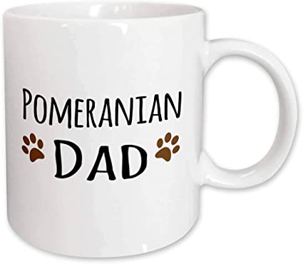 3dRose mug_153964_2 Pomeranian Dog Dad Pom Doggie By Breed Muddy Brown Paw Prints Doggy Lover Pet Owner Love Ceramic Mug, 15-Ounce