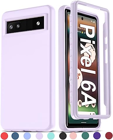 LeYi for Google Pixel 6A Case (2022), Soft Silicone Pixel 6A Case for Women, Full-Body Shockproof Protective Phone Case for Google Pixel 6A, Light Purple