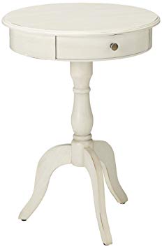 Décor Therapy FR1464 Pedestal Table with Drawer, Antique White