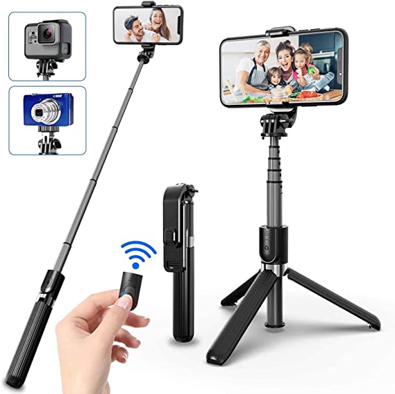Selfie Stick, Senli Portable 4 in 1 Bluetooth Selfie Stick, 360° Rotation Phone Tripod with Detachable Wireless Remote Shutter for Small Camera As GoPro, Compatible with iPhone & Android Phone