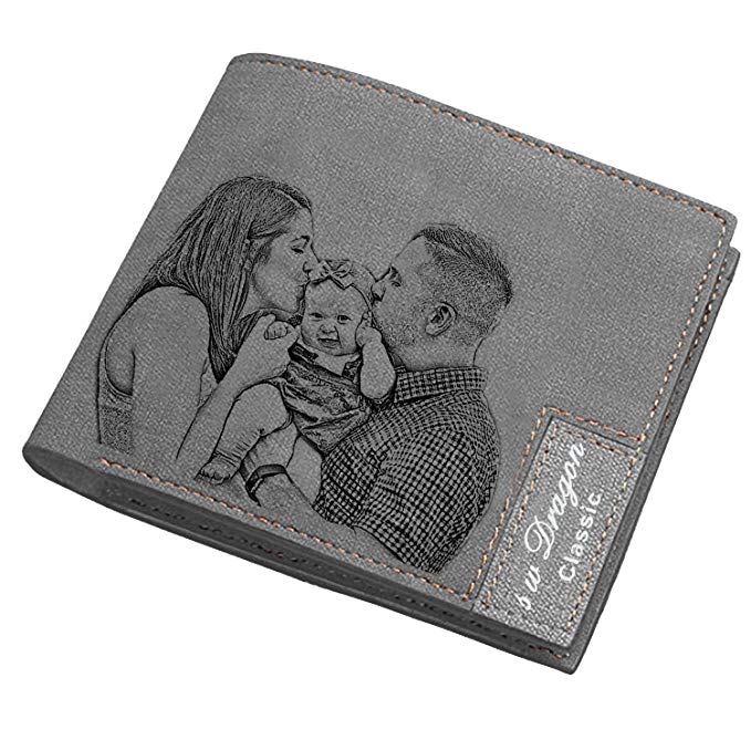 Personalized Wallets for Men,RFID Blocking,Custom Photo Wallet Engraved Father's Day Gifts