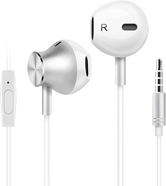Amoner Wired Earbuds, Earphones Headphones Noise Isolating Earbuds with Microphone, Lightweight Earphones with Volume Control 3.5mm Jack in-Ear Headphones for Phone 6/6s plus/5s/SE, Galaxy, Tablets