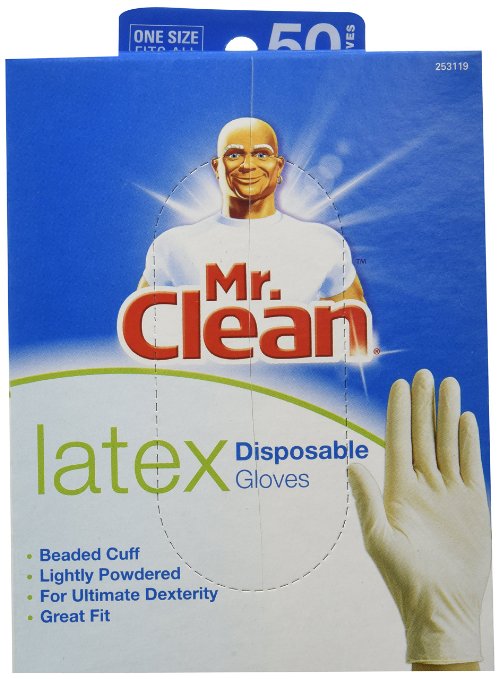MR CLEAN LATEX Disposable Cleaning Gloves for ULTIMATE DEXTERITY 50 Count