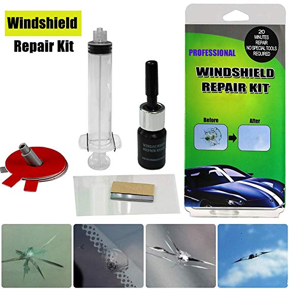GLISTON Windshield Repair Kit Tools for Chips and Cracks, Nicks, Bulls-Eye, Spider Web, Star-Shaped, Half-Moon Crescents