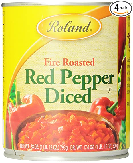 Roland Fire Roasted Peppers, Red Diced, 28 Ounce (Pack of 4)