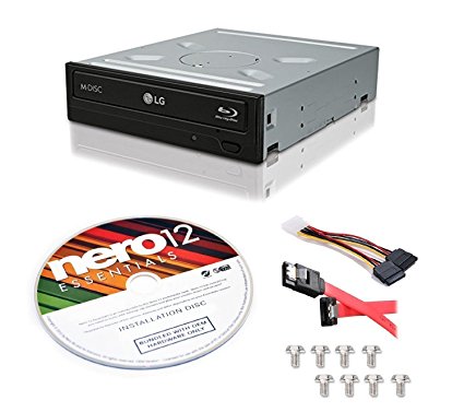 LG WH16NS40 16X Blu-ray BD/BDXL/MD M-DISC Burner Drive 3D Playback   free Nero 12 Essentials Burning Software   Sata Cable Kit