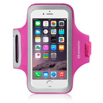 iPhone 6S Armband Shocksock Reflective Sports Gym Bike Cycle Jogging Armband with Dual Arm-Size Slots and Key Pocket Custom Made for iPhone 6  6S Hot Pink