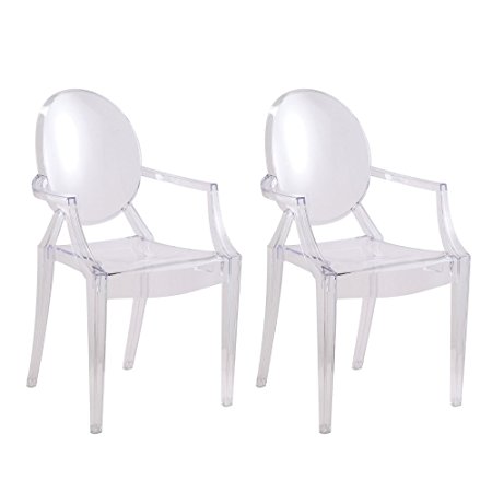 Designer Modern Clear Arm Chair - Set of 2