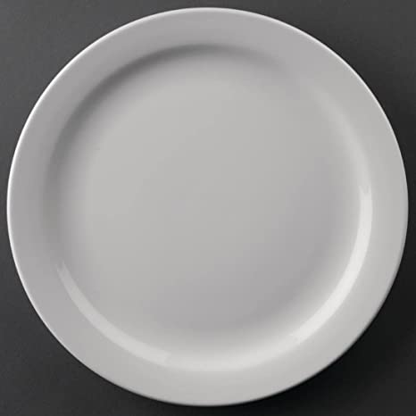 Athena Hotelware Narrow Rimmed Plates in White Porcelain - Super Vitrified Durable Glaze - Oven