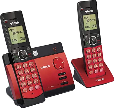 vtech 2 Handset Cordless Telephone Digital Answering System - RED (Renewed)