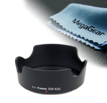 MegaGear EW-63C Lens Hood with Cleaning Cloth For Canon EF-S 18-55mm f35-56 IS STM Lens