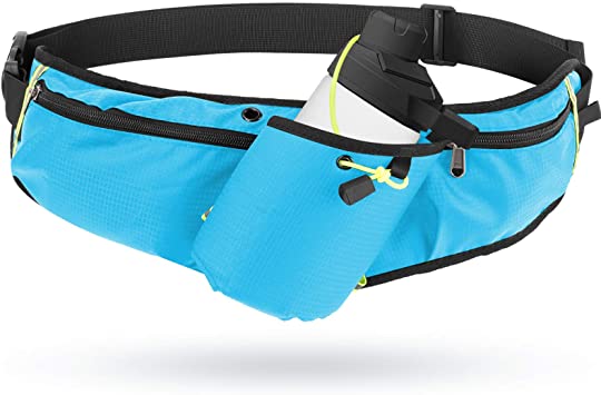 Odoland Running Belt Hydration Waist Pack with Water Bottle Holder for Men Women, Waist Pouch Fanny Pack Bag, Reflective Fits 6.5'' Cellphone