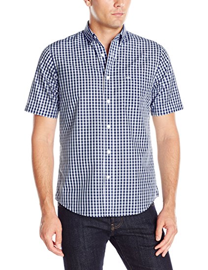 Dockers Men's Short Sleeve Framed Gingham Cvc Woven Shirt