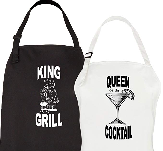 Let the Fun Begin King and Queen Couples Aprons, His Hers Wedding Gifts
