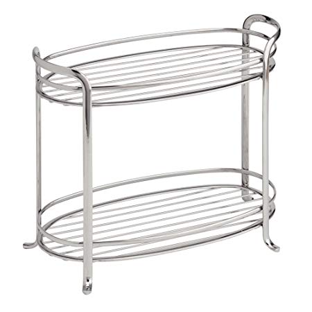 InterDesign Axis Free Standing Bathroom Vanity Storage Shelf for Towels, Soap, Accessories - 2 Tiers, Chrome