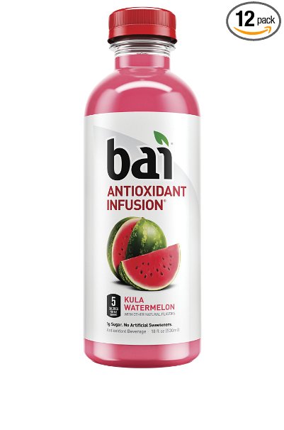 Bai Kula Watermelon, 5 Calories, No Artificial Sweeteners, 1g Sugar, Antioxidant Infused Beverage, 18 Fl Oz Bottles(pack of 12)