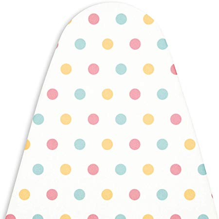 Encasa Homes Replacement Ironing Board Cover with Thick Felt Pad, Drawstring Tightening, (Fits Standard Large Boards of 15 x 54 inch) Scorch & Stain Resistant, Printed - Polka Dot
