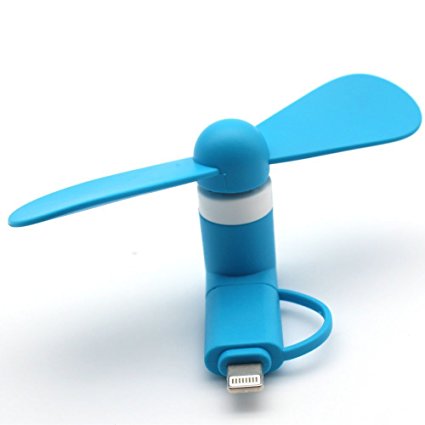 Mini USB Fan, Soft Blades with Safety, Compatible with Android & IOS Phone, Portable Cooling Micro Mini Fan Device (blue)