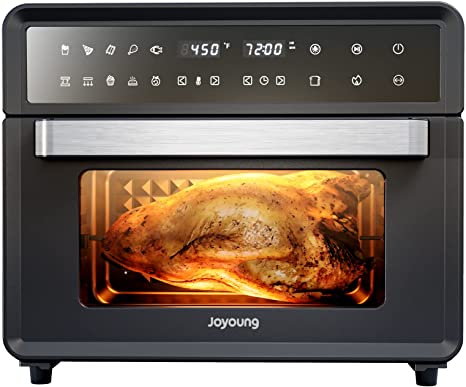 JOYOUNG Air Fryer Toaster Oven 28Qt Convection Oven for Less Oil 13 Preset Functions Air Fryer Oven LED Digital Touch Screen Countertop Oven with Wide Temp Range, Free Recipes, 1800W, Black