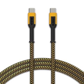 DEWALT 100W USB C to USB C Cable, 4 Foot - Heavy Duty Type C Charging Cable - USB C Fast Charging Cable - Jobsite Fast Charging for iPhone 15/15Pro/15Plus/15ProMax MacBook Pro