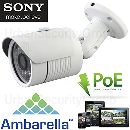 USG Sony   Ambarella 3MP @ 30FPS PoE HD IP Network Bullet Security Camera With 3MP 3.6mm Wide Angle Lens, ONVIF 2.4, Outdoor/Indoor IP66 Weatherproof Vandalproof, 24x IR LEDs